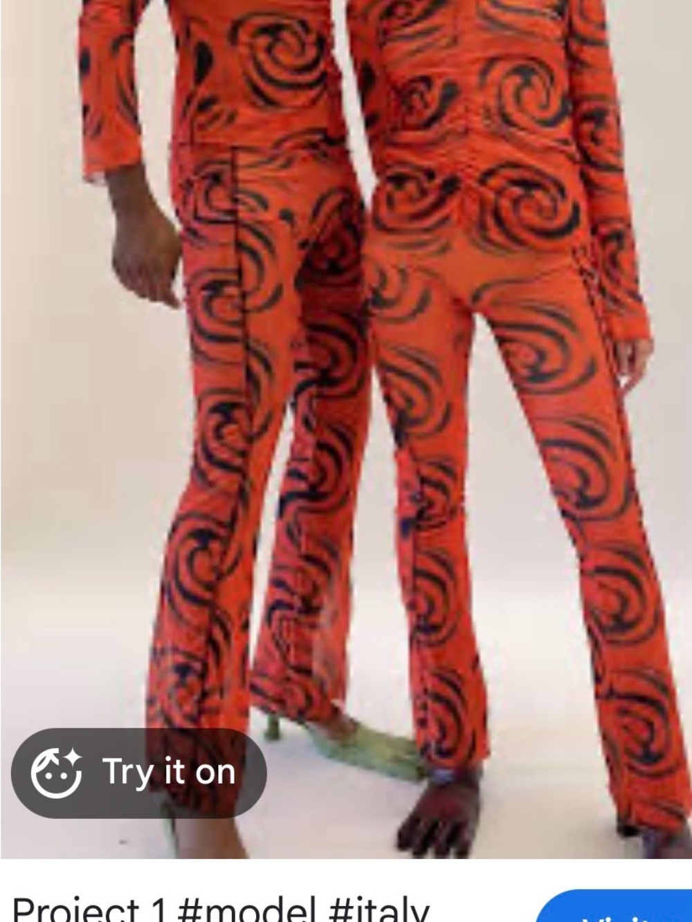 Red Swirl Print Trousers